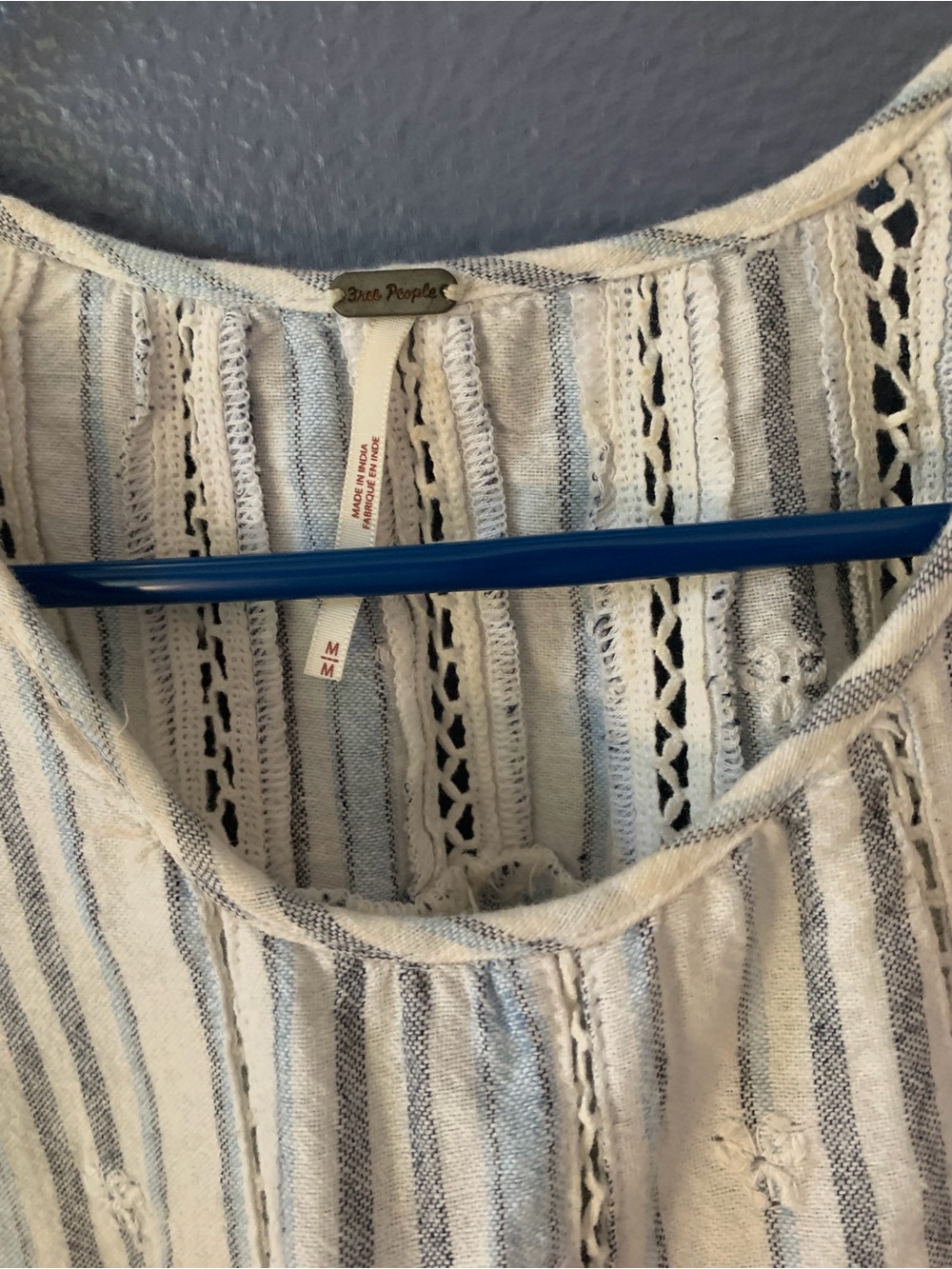 Free People Savannah Eyelet apron blouse sz M - Picture 3 of 6